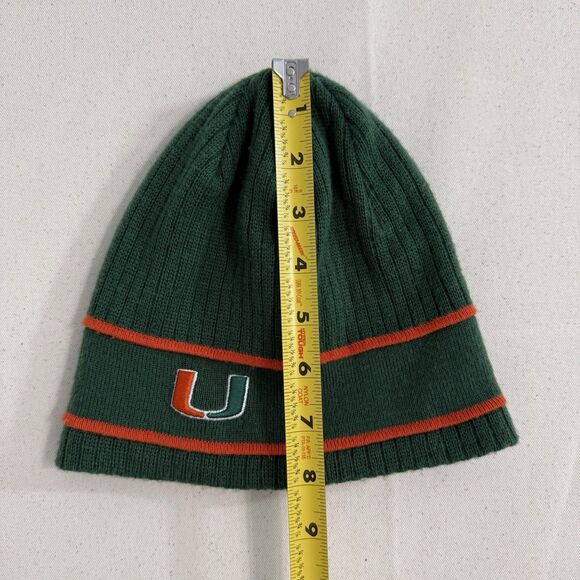 Miami Hurricanes Beanie Hat Knit Nike Orange Green Mens One Size - Picture 6 of 7